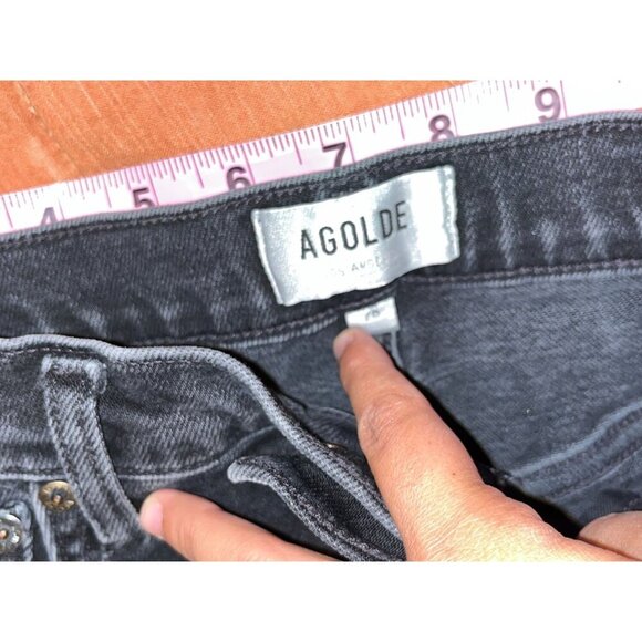 Agolde Riley Crop Black  Ash Jeans Women Size 26 - Picture 9 of 12
